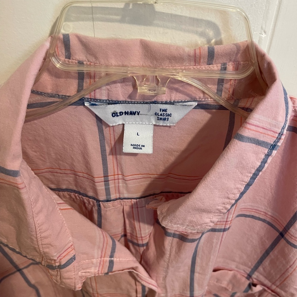 Old Navy Pink and Blue Plaid Shirt - Picture 2 of 7